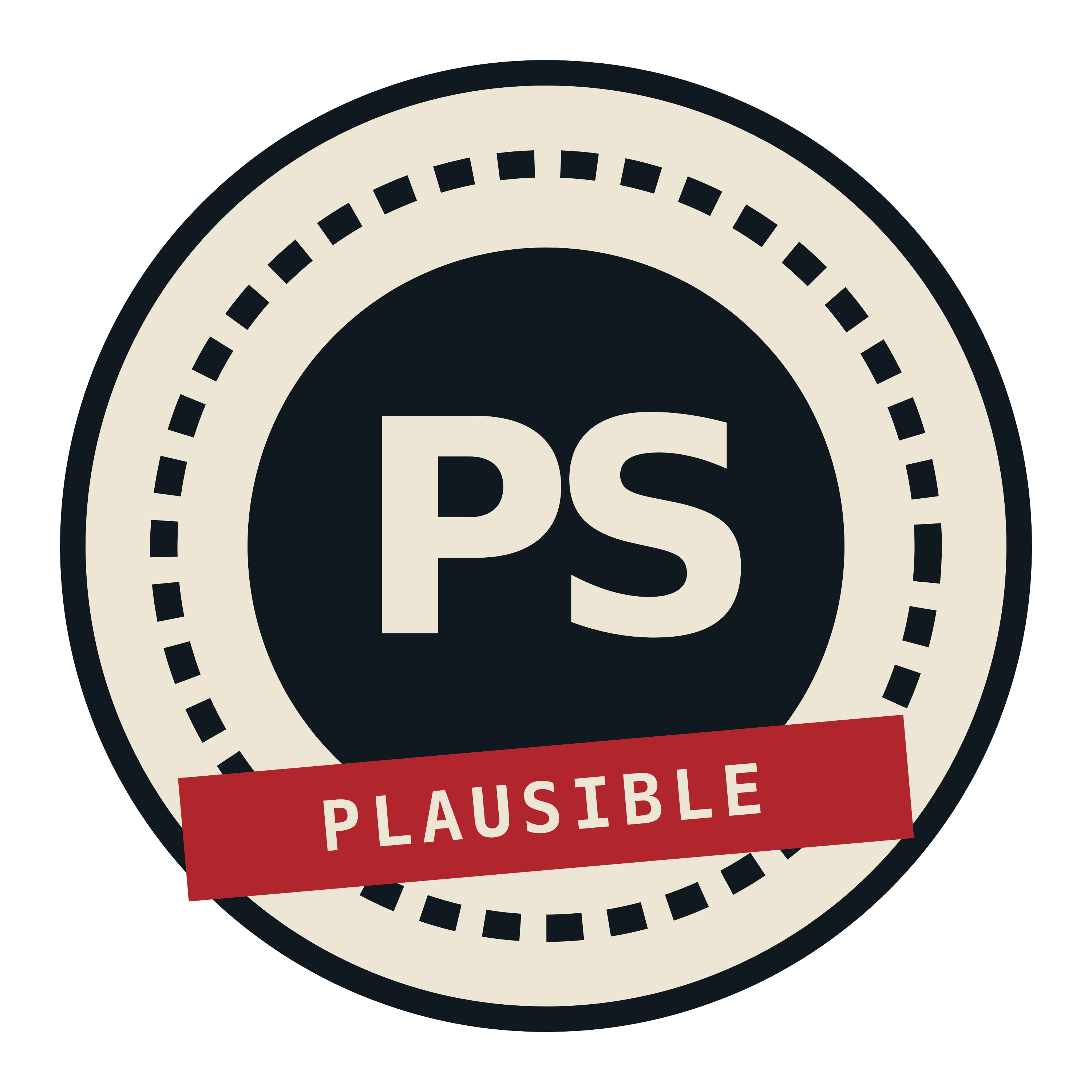 Plausible Satire circular merchandise seal